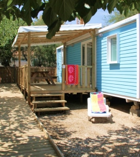 terrasse accès mobil-home leucate